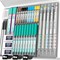 36-Piece Blocky Gear Mechanical Pencil Set – 0.3/0.5/0.7/0.9/2mm Metal Pencils with 302 Graphite & Colored Lead Refills, Erasers & Sharpeners – Perfect for Art, Drawing, Sketching, and Drafting (Black)
